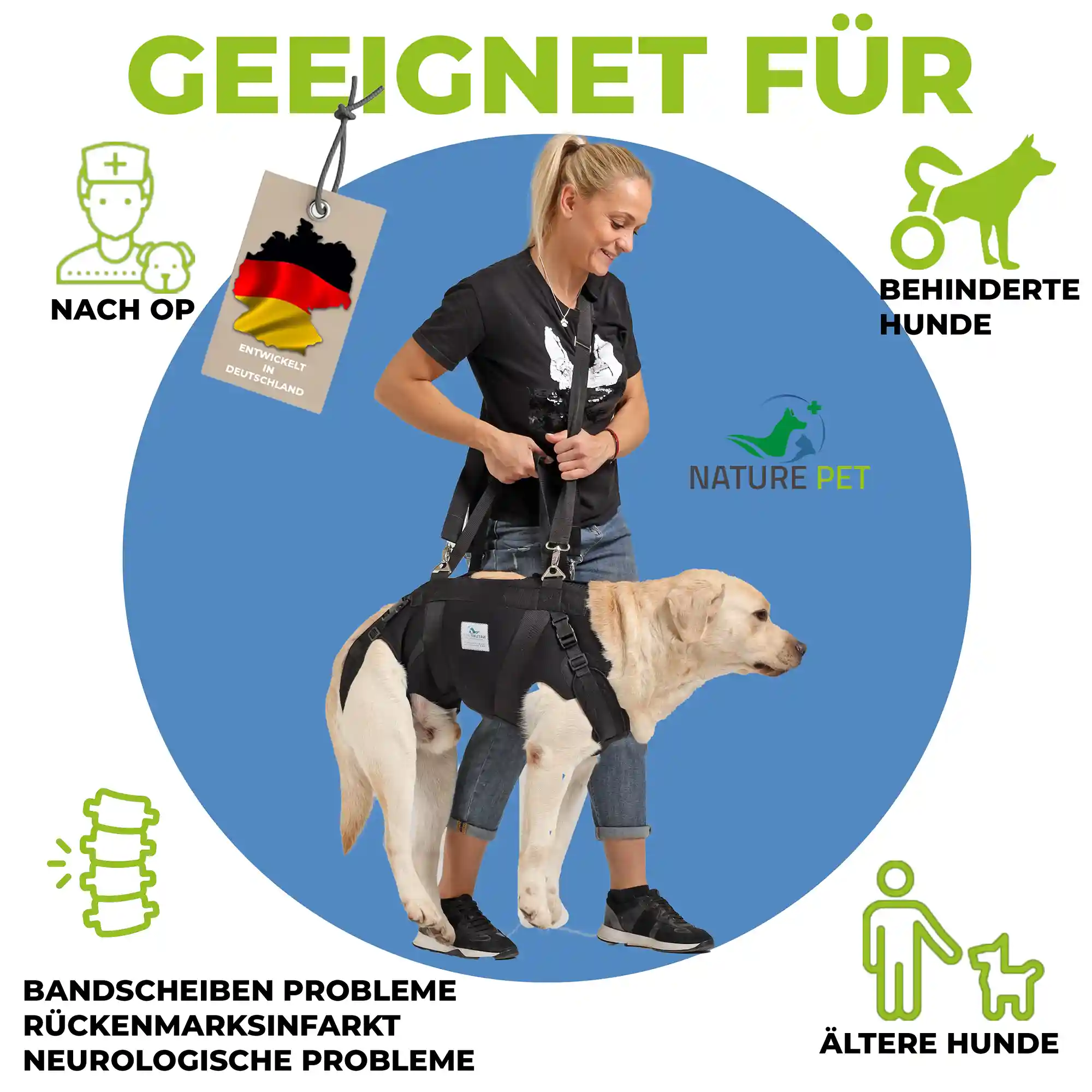 Ganzkörpertragehilfe für Hunde 1 Durgehende Tragehilfe für Hunde