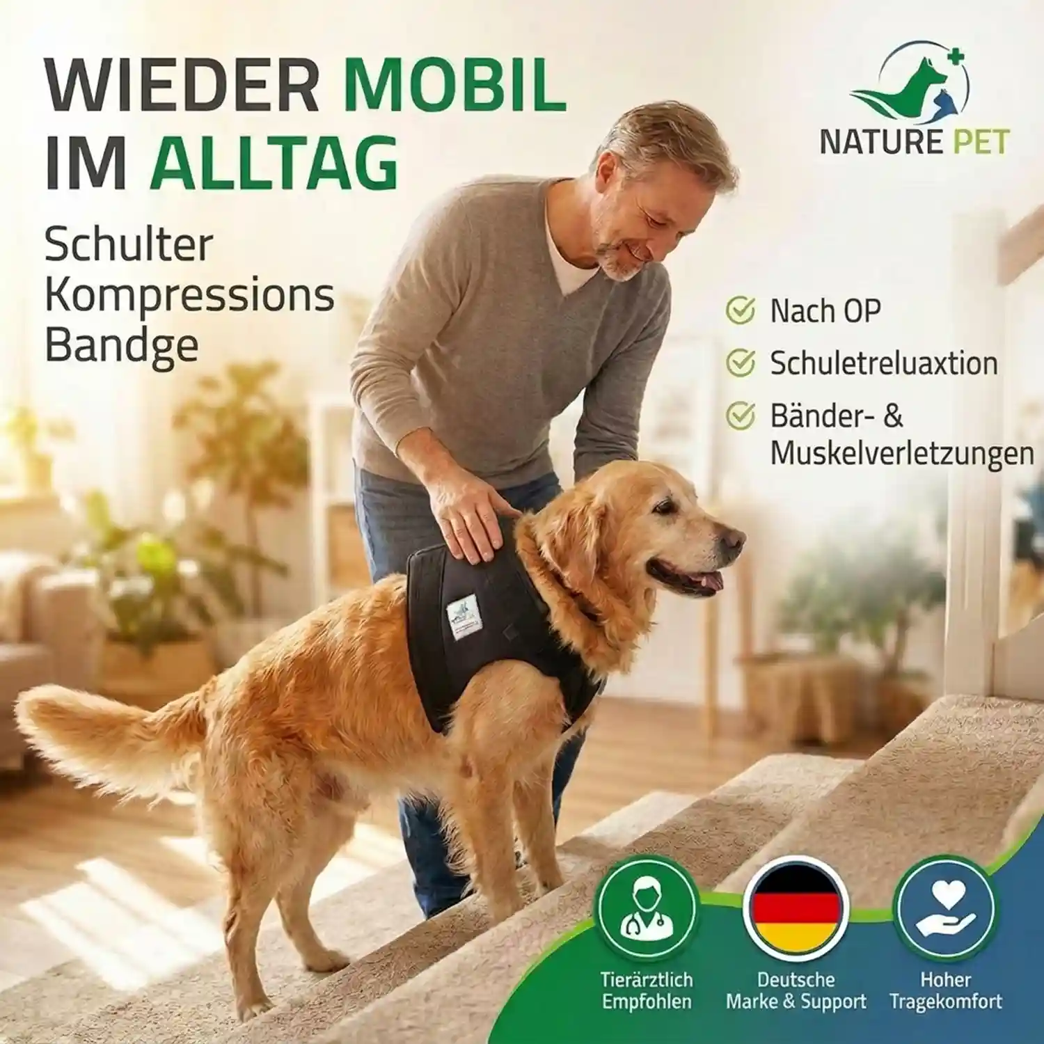 Schulter-Bandage 15 Schulterkompressions Bandage für Hunde von Nature Pet