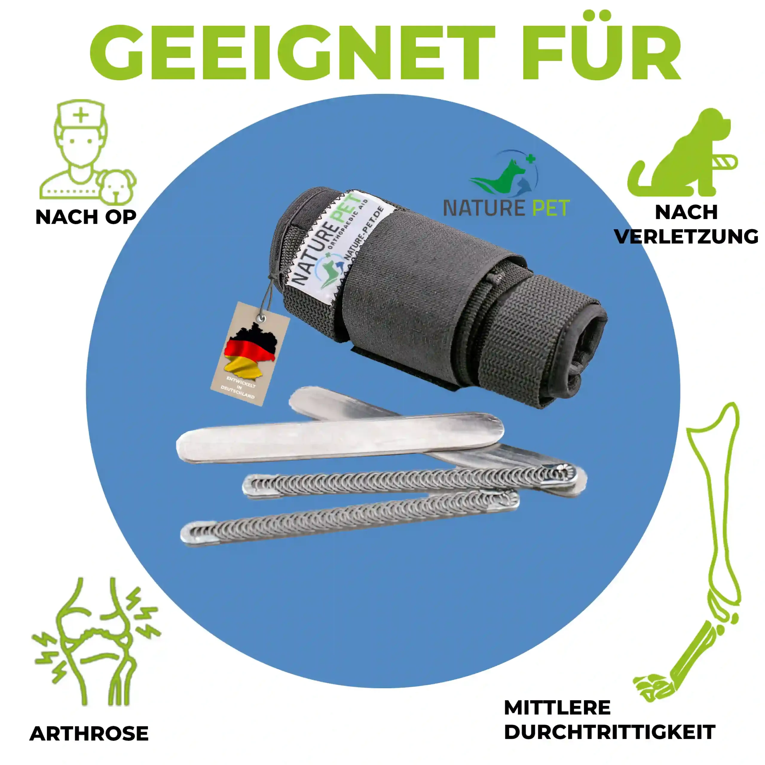 Nature Pet Premium Handgelenks Bandage 1 Premium Vorderlauf Bandage für Hunde