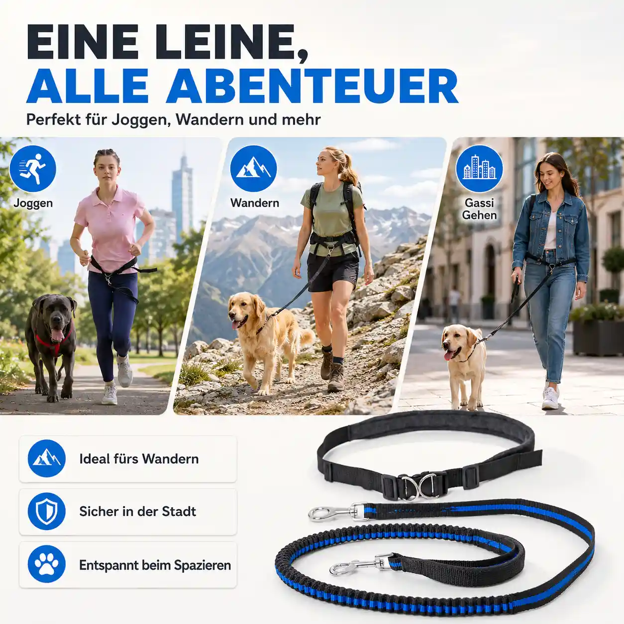Flexible Joggingleine für Hunde 19 Hunde Freihand Joggingleine