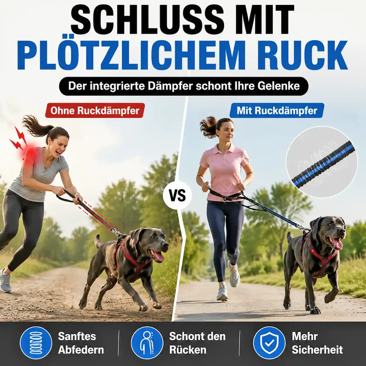 Flexible Joggingleine für Hunde 9 Hunde Freihand Joggingleine